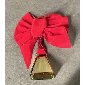 1 Vintage Red Velvet Bow With Cow‎ Bell Attached